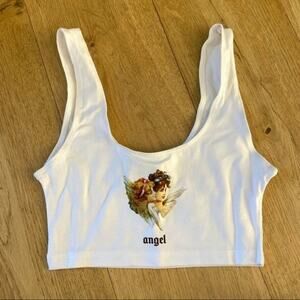Tee-Oh Angel Crop Tank in White